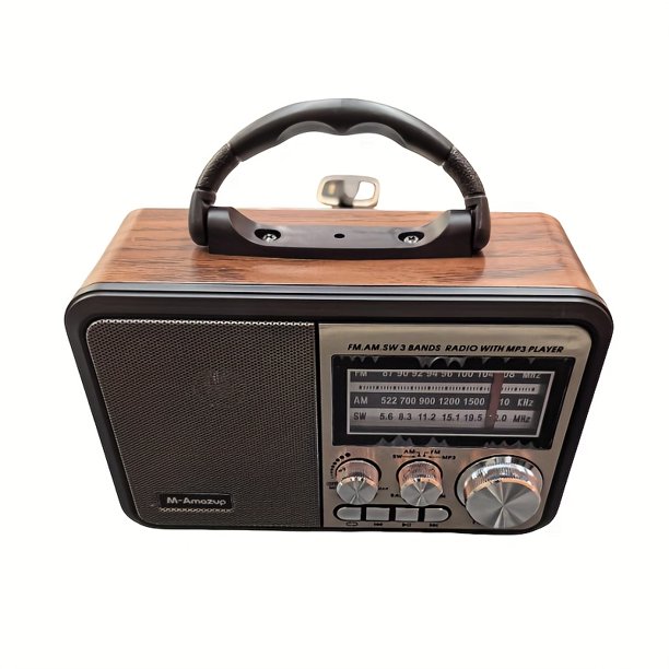 Retro Bluetooth Speaker AM SW Radio, Vintage Portable Shortwave Radio with Clock, Wireless MP3 Player TF USB, Rechargeable Stereo Sound Box, LED Light