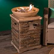 COSIEST Outdoor Propane Fire Pit Table with 20-inch Square Base, Round Bowl