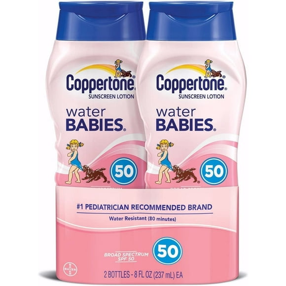 Loción de protección solar Coppertone Water Babies SPF 50 240 ml (paquete de 2)