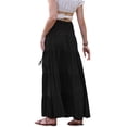 thumbnail image 3 of Summer Maxi Skirts for Women 2026 Elastic High Waist Swing A Line Beach Skirt with Pockets XL Black, 3 of 6