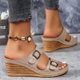 thumbnail image 5 of Women's Wedge Heels Sandals Fashion Fish Mouth Wedge-Heel Thick Bottom Slippers Casual Summer New Style Solid Color Orthopedics Outdoor Sandals, 5 of 9