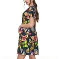 thumbnail image 2 of Rateoe Butterfly Wild Insect Pattern Women’s Short Sleeve Dress – Casual Elegant Summer A-Line Dress for Everyday Wear, 2 of 6