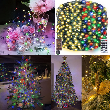 300LED Christmas Tree Lights Fairy String Light 99FT Green Copper Wire Warm White and Multicolor Dimmable with Remote