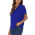 thumbnail image 4 of INSPIRE CHIC Women's Summer V Neck Short Sleeve Solid Color Office Blouse Top XS Royal Blue, 4 of 6