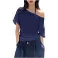 thumbnail image 2 of Bovxnpu Off The Shoulder Tops Oversized T-Shirts Off-Shoulder Loose Summer Casual Dressy Top Summer Tops (Women's or Women's Plus), 2 of 5