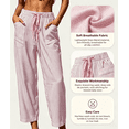 thumbnail image 3 of WAYUTE Women's Casual Pants with Drawstring and Pockets Striped Print Straight Leg Loose Fit Comfortable Trousers Versatile Outdoor,Pink,2XL, 3 of 6