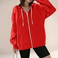 thumbnail image 2 of Atogsazn Oversized Zip Up Hoodies for Womens Casual Loose Long Sleeve Sweatshirt Fall Clothing Tops Outerwear 01-Red XL Fashion, 2 of 5