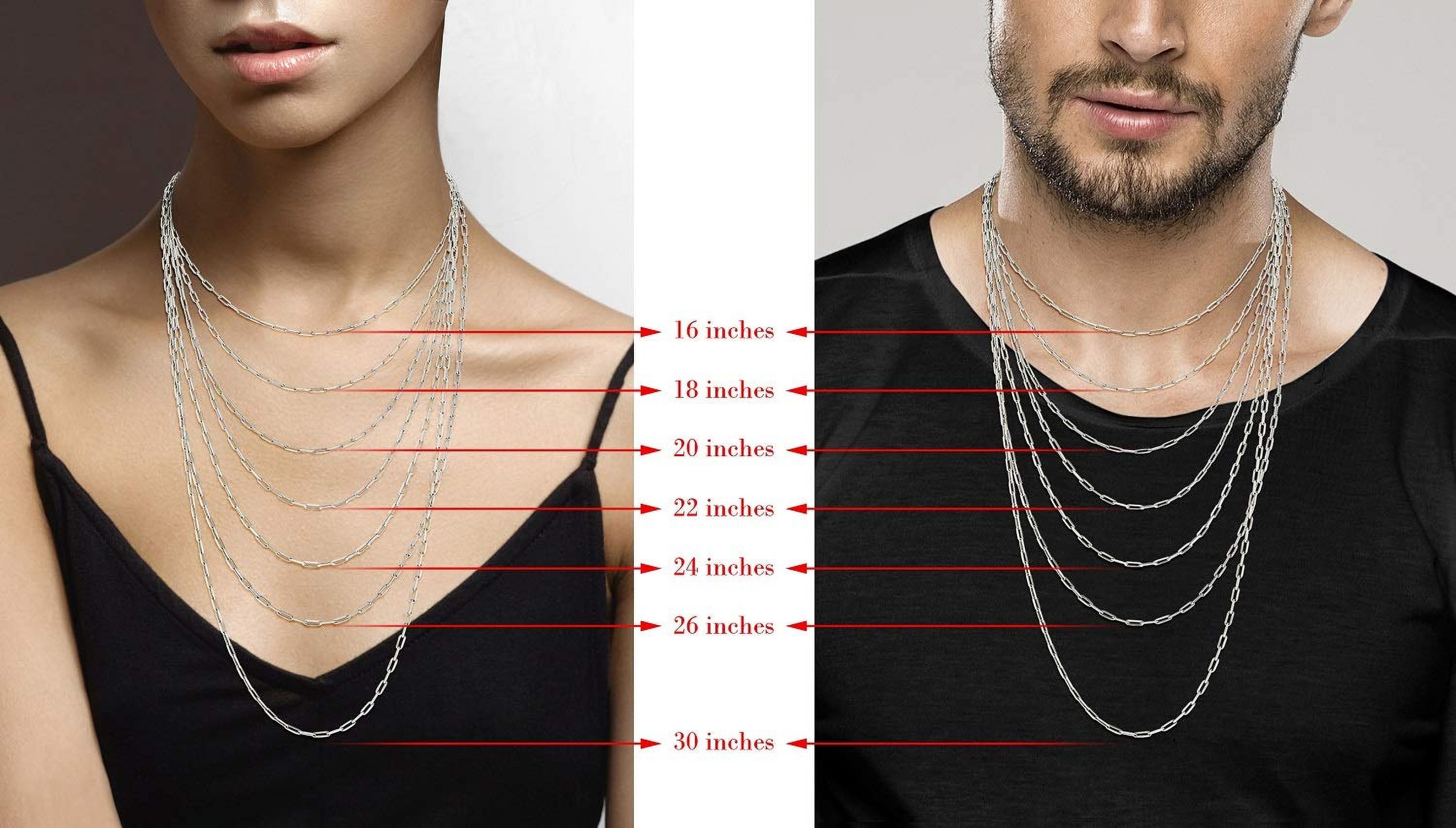 Miabella Italian Solid 925 Sterling Silver 2.5mm Paperclip Link Chain Necklace for Women Men, Made in Italy(Length 22 Inches (men's average length))