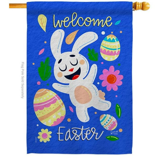 Angeleno Heritage H130319-BO Funny Easter Bunny Springtime Double-Sided Garden Decorative House Flag, Multi Color