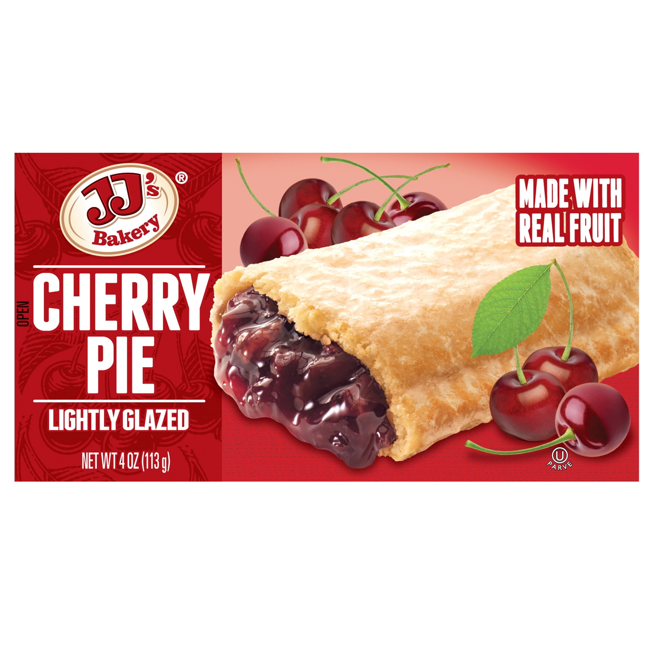 JJ's Bakery Cherry Pie, Ready-to-Eat Boxed Snack with Real Cherry Filling, 4 oz