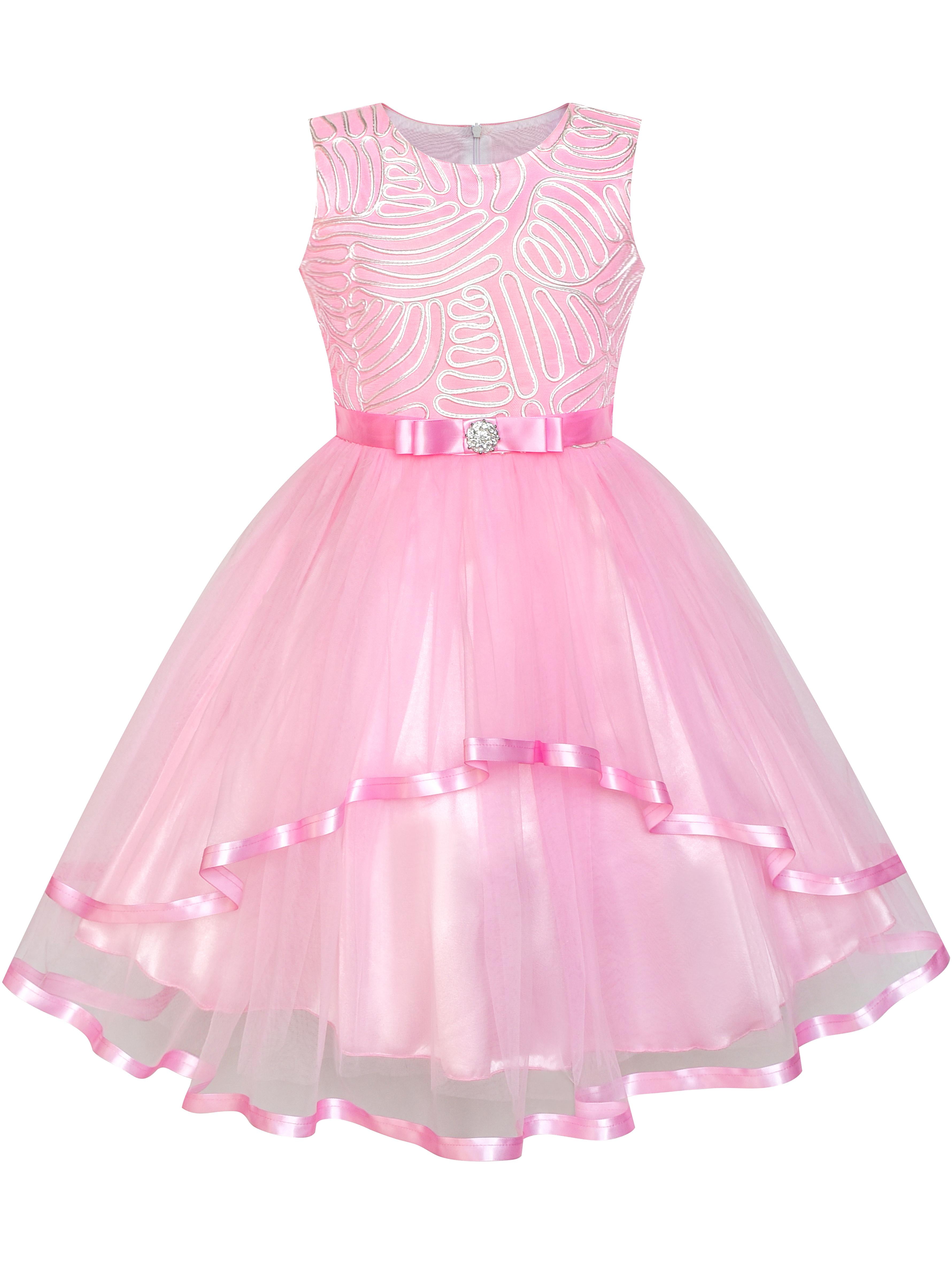 Flower Girl Dress Pink Belted Wedding Party Bridesmaid 8 - Walmart.com