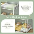 thumbnail image 5 of Topbuy Metal Bunk Bed Twin over Twin Low-Profile Bunk Bed Frame with Full Length Guardrail & Ladder Space-saving Twin Size Bed White, 5 of 7
