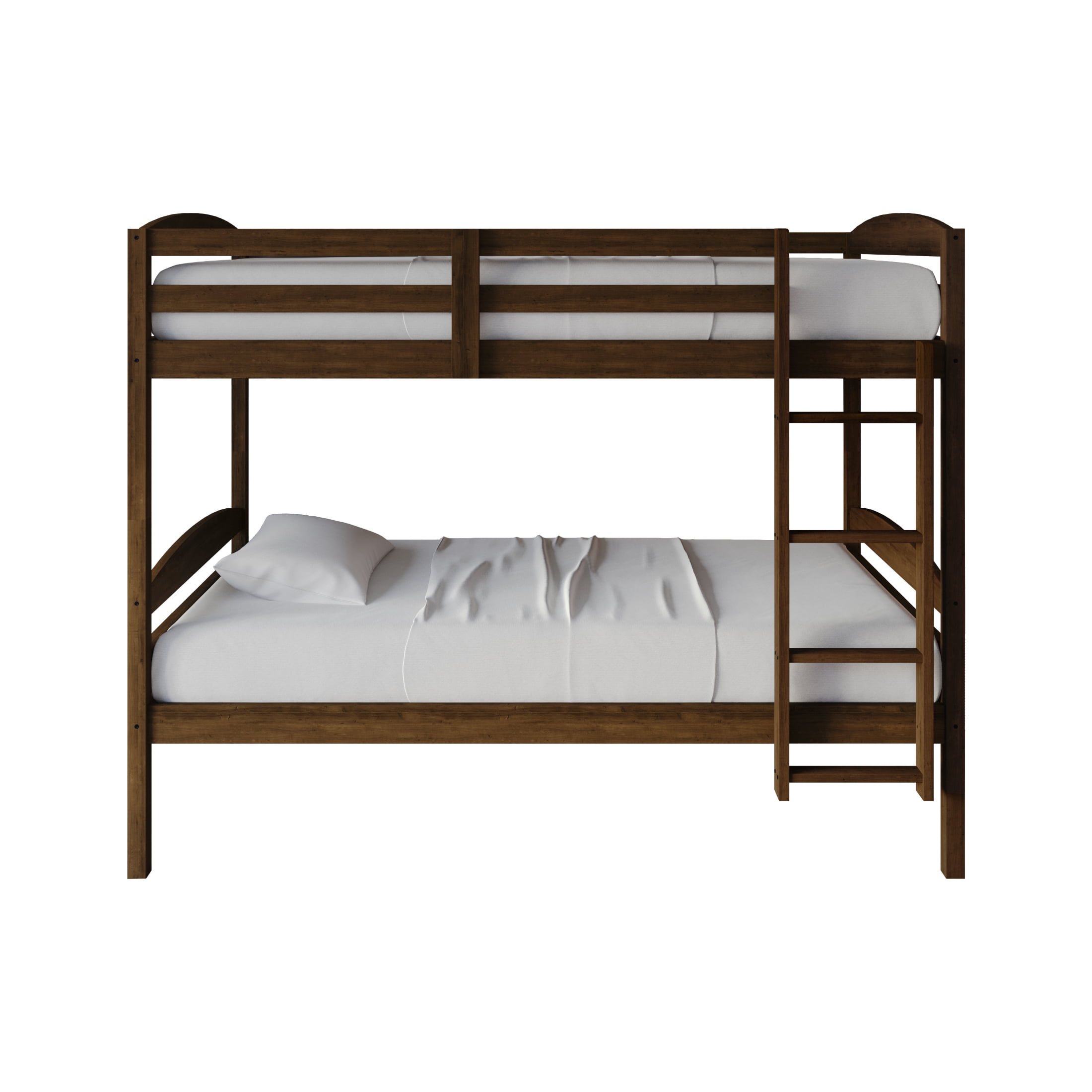 Castle Place Contemporary Twin over Twin Wooden Convertible Bunk Bed, Walnut