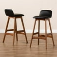 thumbnail image 2 of Baxton Studio Black Upholstered and Brown Finished Wood 2-Piece Bar Stool Set, 2 of 8