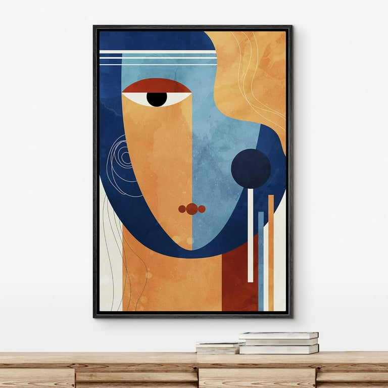 IDEA4WALL Framed Canvas Print Mid-Century Chic Geometric Woman