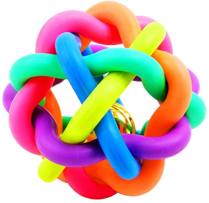 Colorful Nobbly Wobbly Ball Dog Toy Weave Style Ball with Bell Toy for