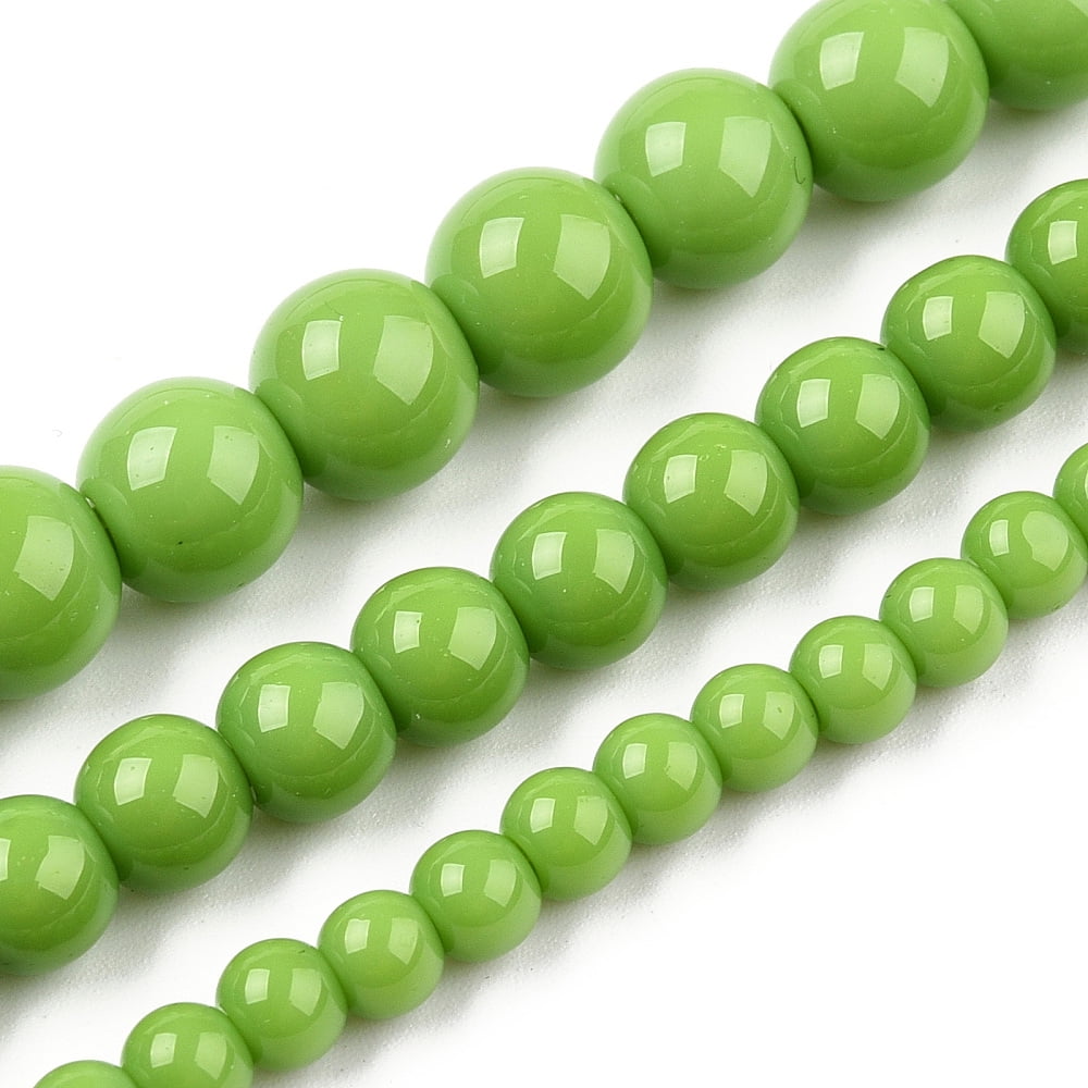 20Strand Opaque Solid Color Glass Beads Strands Round Lime Green 9.5~10mm Hole: 1.5mm about 40~42pcs/strand 14.76~15.12 inch(37.5~38.4cm)