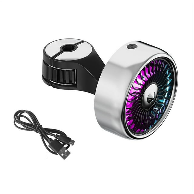 Ventilador de Asiento de Coche, Mini Ventilador Coche USB para Asiento Trasero, Ventilador Refrigeración de Coche con Luces LED Colores, Ventilador Eléctrico con Clip Ajustable