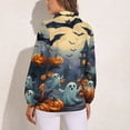 thumbnail image 2 of Blouses Women Halloween Spooky Ghosts Shirt Autumn Long Sleeve Lapel Tops, 2 of 6