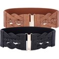 thumbnail image 2 of XINQIHANG Women Elastic Stretchy Retro Wide Waist Cinch Belt, 2 of 7