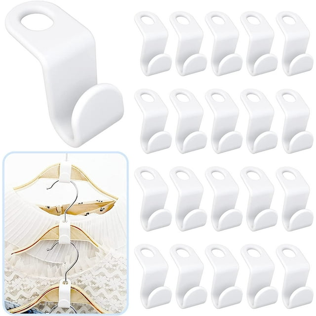 42Pcs Clothes Hanger Connector Hooks,White Plastic Hangers Extenders