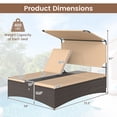thumbnail image 3 of Gymax Daybed w/ Adjustable Backrests 2-Person PE Rattan Patio Bed w/ Canopy Outdoor Brown, 3 of 8