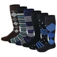 thumbnail image 2 of Graduated Colorful Travel Athletic Cotton Compression Mild (8-15 mm Hg) Knee High Socks 6 Pairs For Men, 2 of 4