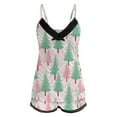 thumbnail image 4 of XIAONU Womens Pajamas Set Christmas Tree Print Festive Loungewear Set Loose Fit Spaghetti Top And Elastic Waist Shorts Sleepwear, 4 of 5