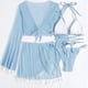 thumbnail image 4 of Traje de baño para mujer, traje de baño de cuatro piezas, bikini liso con vendaje, push-up, acolchado, traje de baño, conjunto de ropa de playa, trajes de baño para mujer, 4 of 5