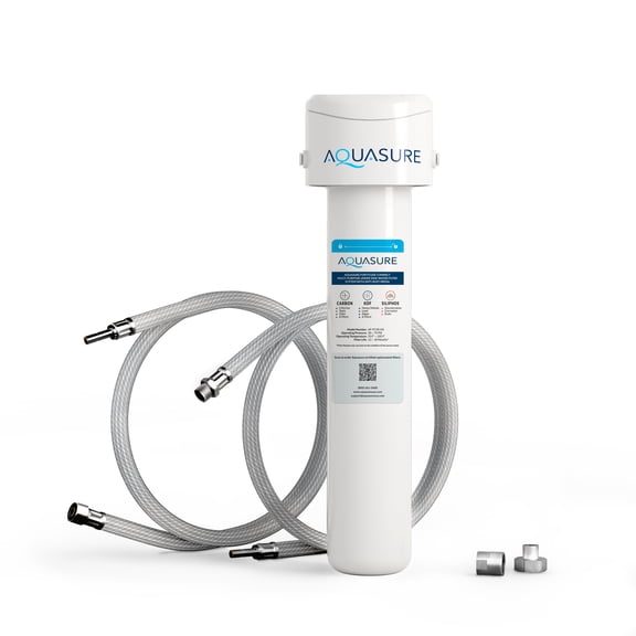 Fortitude Compact Under The Sink Multi-Purpose Water Filtration System with Carbon/KDF and Siliphos Scale inhibiting Media for Reducing Chlorine, Lead, Chemicals, Taste, Odors, and Scale