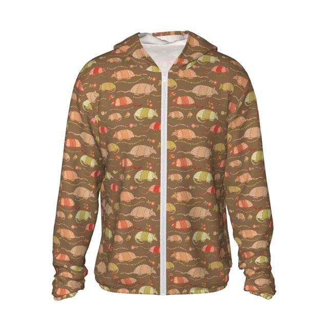 Balery Armadillo Floral 1 Sudadera ligera de manga larga con capucha y protección solar UPF 50+ para hombre y mujer, ideal para pesca y running-Small