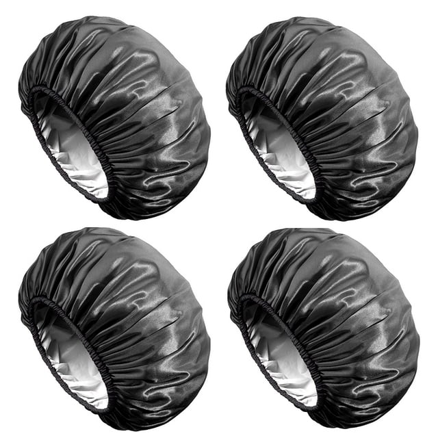 Auban Black Shower Caps for Women Long Hair Large Waterproof Hair Cap
