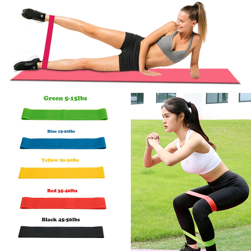 Resistance Bands Loop 5Set Legs Exercise Workout CrossFit Fitness Yoga Booty GYM