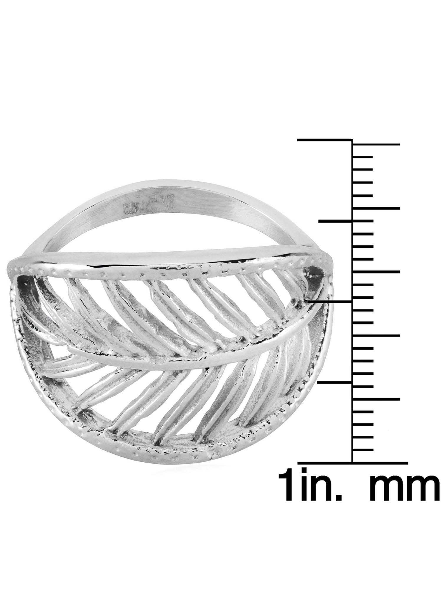 Coastal Jewelry Open Leaf Polished Stainless Steel Ring (16mm)