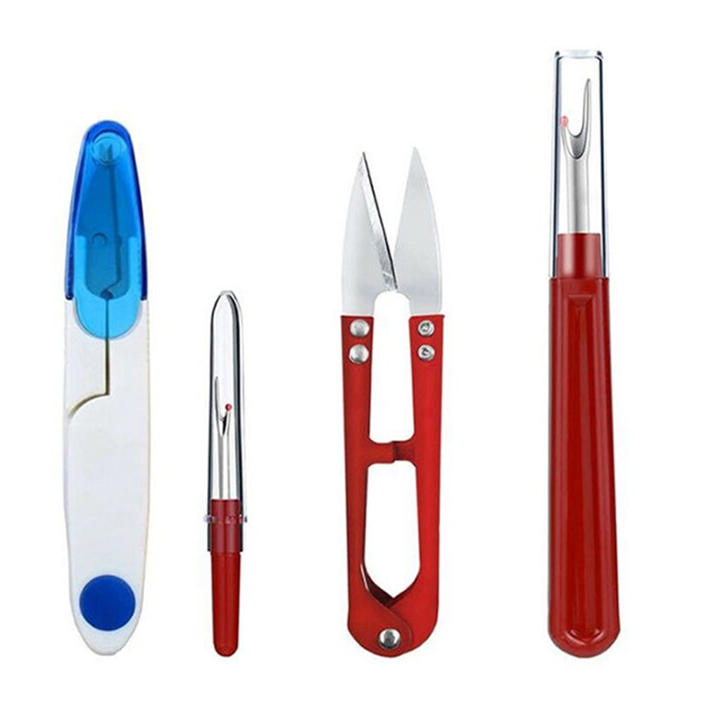 Pack of 4 Metal Seam Ripper Scissors with Plastic Handle Cap Covers Stitch Rippers Crafting Suppliesewing Accessories Unpicker