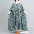thumbnail image 4 of Nuevo vestido de lino de algodón para mujer de moda con cuello en O bolsillos de manga corta con Romacci Vestido de mujer, 4 of 7
