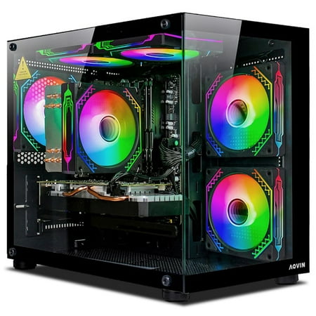 AQVIN-NEON Desktop Computer Tower Gaming PC - RGB (Intel Core i7 processor/ 32GB RAM/ 2TB NVMe SSD/ GeForce RTX 3050 6GB/ Windows 11)