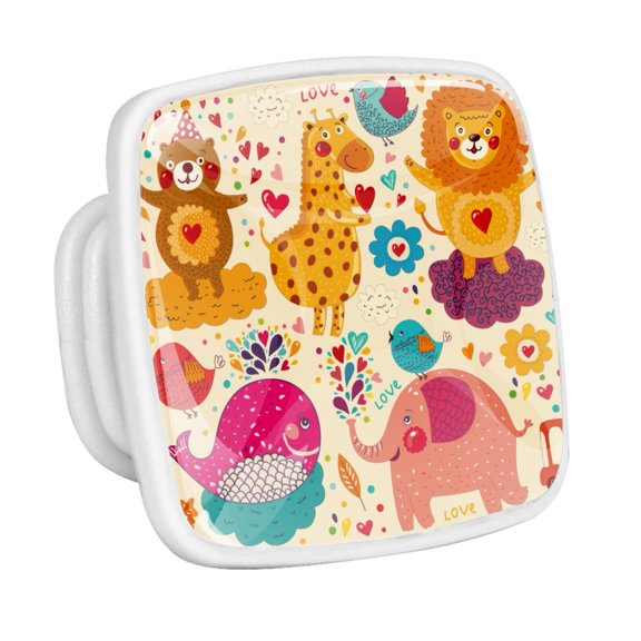 4PCS Square Cabinet Fluorescence Knob Glowing in the Dark Furniture Drawer Pulls Handle with Screws Elephant