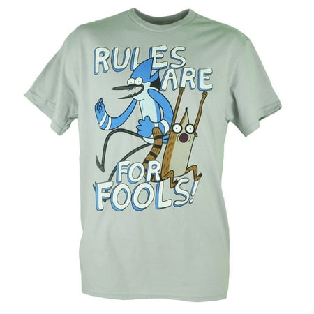 Regular Show Rules Are For Fools Graphic Grey Tshirt Tee XLarge