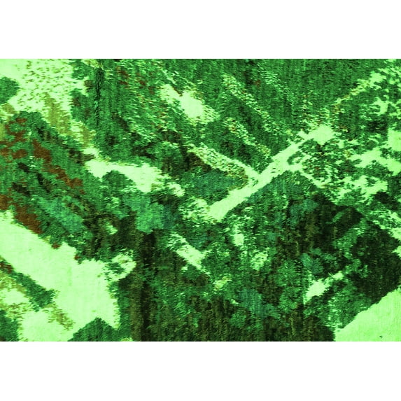 Ahgly Company Indoor Rectangle Abstract Green Modern Area Rugs, 5' x 7'