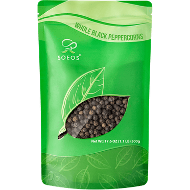 Soeos Whole Black Peppercorns 17.6 oz (500g)