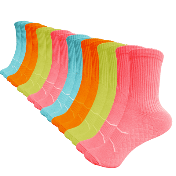 YOMYM Womens Crew Cushioned Cotton Wicking Hiking Athletic Running Socks 8 Pairs