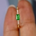 thumbnail image 4 of 14k Solid Gold Ring Genuine Emerald Ring Dainty Emerald Cut Emerald Ring Moissanite Accented Wedding Ring Natural Emerald Ring Gift For Her, 4 of 5