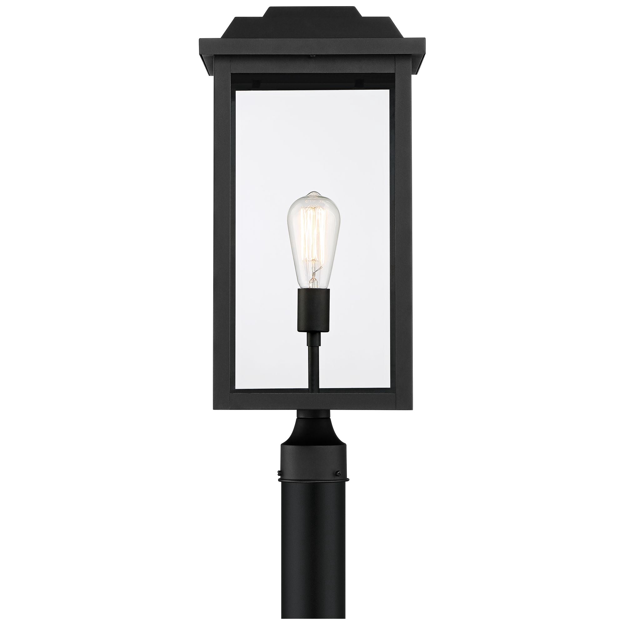 John Timberland Eastcrest Modern Outdoor Post Light Textured Black 22 1/2" Clear Glass Panels for Exterior Barn Deck House Porch Yard Patio Outside