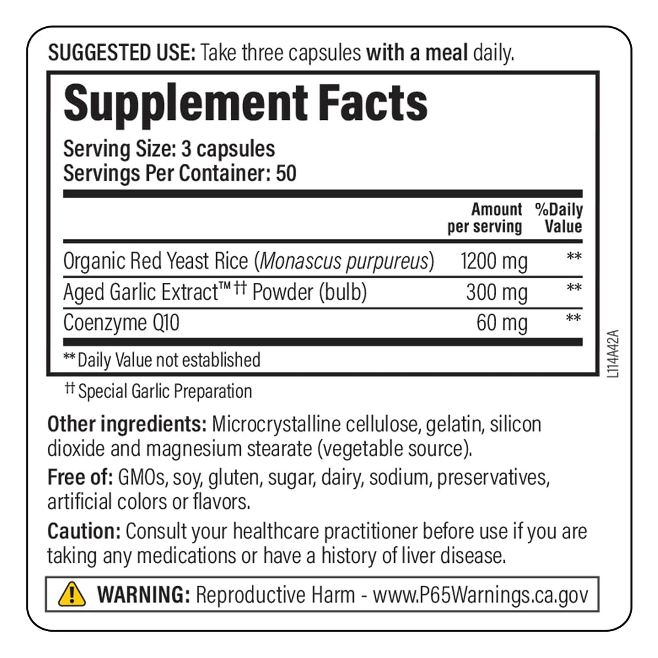 Kyolic Aged Garlic Extract Formula 114, Red Yeast Rice CoQ10, 150 Capsules