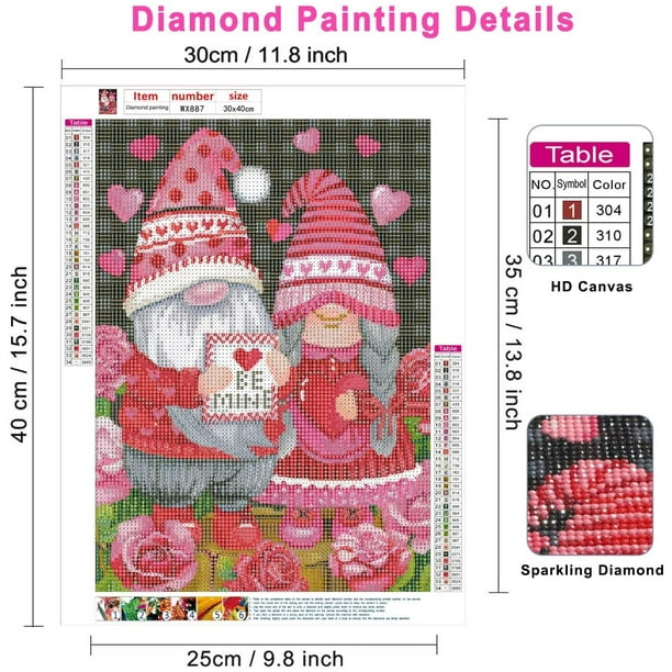 KSCD Gnomes Diamond Painting Kit for Adults, Valentines Diamond Painting  Kits,Full Drill 5D Valentines Diamond Art Kits Gem Painting Wall Home Decor  12x16 inch (Diamond Painting Valentines) 