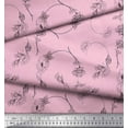 thumbnail image 2 of Soimoi Pink Cotton Duck Fabric Flower Floral Print Fabric by the Yard 44 Inch Wide, 2 of 3