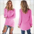 thumbnail image 2 of HAPIMO Women's Soft Fleece Sweater Loose Pullovers Holiday Long Sleeve Crew Neck Casual Relaxed Teen Girls Outwear Clothing Solid Color Tops Trendy Hot Pink XXL, 2 of 5