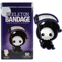 BioSwiss Bandages, Halloween Skeleton Shaped Self Adhesive Bandage, Latex Free Sterile Wound Care, 50 Count