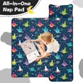 thumbnail image 4 of Space Cat and Planet Black Pattern Teens Toddler Nap Mat with Pillow, Sleeping Mat Bag for Preschool Daycare 60"x20", 4 of 6